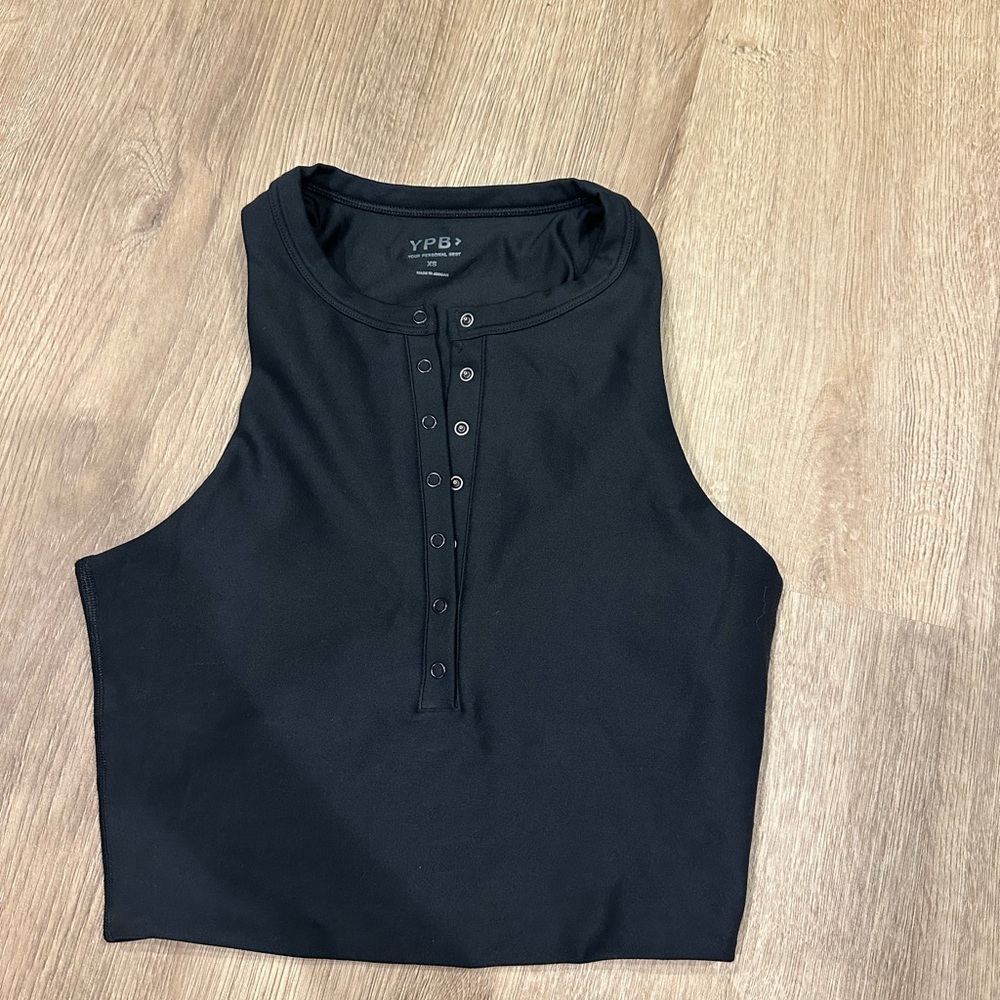 Black YPB Abercrombie cropped sports bra tank